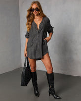 Follow Me Shift Denim Shirt Dress