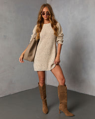 Honeycot Ribbed Knit Mini Sweater Dress