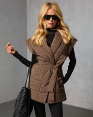 Toasted Oat Puffer Waist Tie Vest