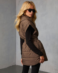 Toasted Oat Puffer Waist Tie Vest