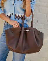 Delena Buckle Leather Tote Bag
