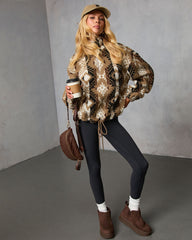 Vanilla Mist Aztec Print Quarter Zip Jacket