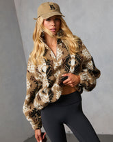 Vanilla Mist Aztec Print Quarter Zip Jacket