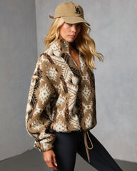 Vanilla Mist Aztec Print Quarter Zip Jacket