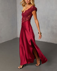 Sable Hour Lace Satin Maxi Dress