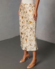 Crushed Maple Printed Midi Skirt