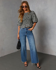 Crestal Puff Sleeve Peplum Top