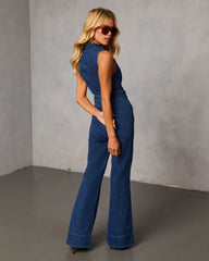 Sarlene Belted Denim Jumpsuit