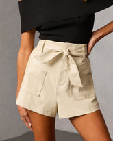Nikolah Leather Waist Tie Shorts