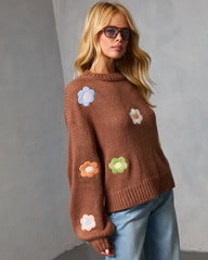 Garden Crest Embroidered Knit Floral Sweater