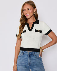 Polo Contrast Knit Top