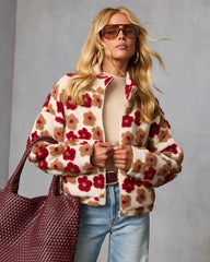 Morning Bloom Printed Sherpa Jacket