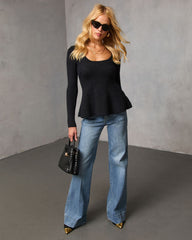 Briselle Ribbed Knit Peplum Sweater