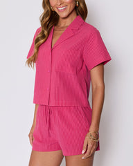 Mara Cotton Striped Tie Front Top