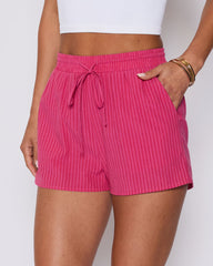 Mara Striped Cotton Pocketed Shorts