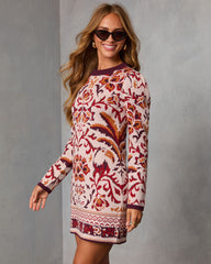 Wild Marigold Printed Mini Sweater Dress