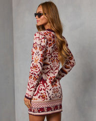 Wild Marigold Printed Mini Sweater Dress