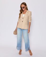 Sandy Linen Pocketed Blazer