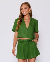 Modern Muse Cropped Short Sleeve Blazer