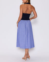 Piper Contrast Knit Halter Maxi Dress