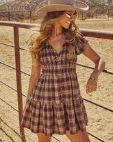 Peggie Smocked Plaid Mini Dress