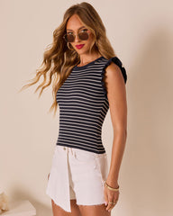 Sindee Striped Ruffle Sleeve Top