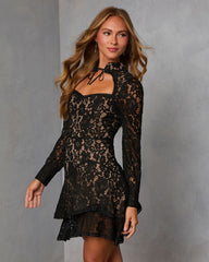 Saela Tiered Mini Lace Dress