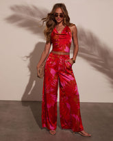 Sunset Sangria Tropical Halter Blouse