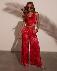 Sunset Sangria Tropical Halter Blouse