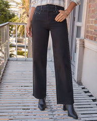 VICI Icon Studded Super Stretch High Rise Straight Leg Jeans