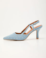 Starlit Dust Embellished Denim Heels