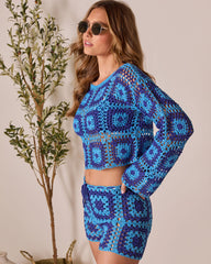 Clio Geometric Crochet Cover Up Top