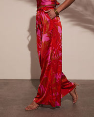 Sunset Sangria Tropical Wide Leg Pants