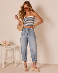 Homegrown Rigid Cuffed High Waisted Barrel Jeans