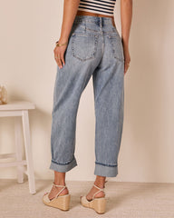 Homegrown Rigid Cuffed High Waisted Barrel Jeans