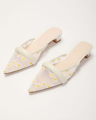 Ditzy Daisy Mesh Floral Kitten Mules