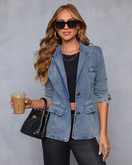 Fall Right In Denim Blazer
