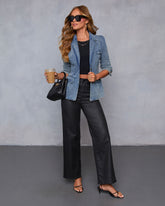 Fall Right In Denim Blazer