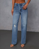 Karie Stretch Distressed Straight Leg Jeans
