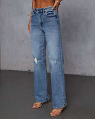 Karie Stretch Distressed Straight Leg Jeans