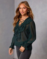 Prunella Ruffle Lace Up Top