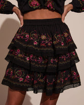 Trail of Flowers Tiered Floral Mini Skirt