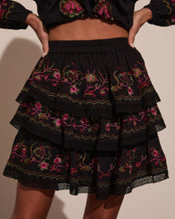 Trail of Flowers Tiered Floral Mini Skirt