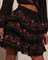 Trail of Flowers Tiered Floral Mini Skirt