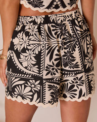 Zenya Abstract Scallop Trim Shorts