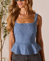 Softly Yours Denim Peplum Top