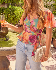 Peachy Promises Wrap Tie Top