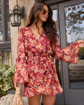 Honeycrisp Floral Waist Tie Mini Dress