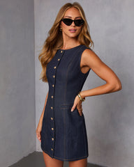 Jeyle Buttoned Denim Mini Dress