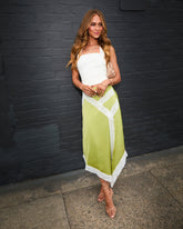 Lets Go Out Asymmetric Satin Skirt